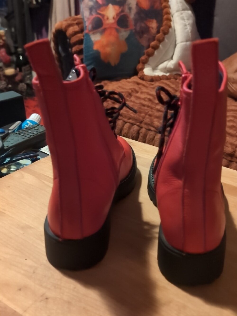 Bueno Red and Black Combat Boot - Picture 4 of 6